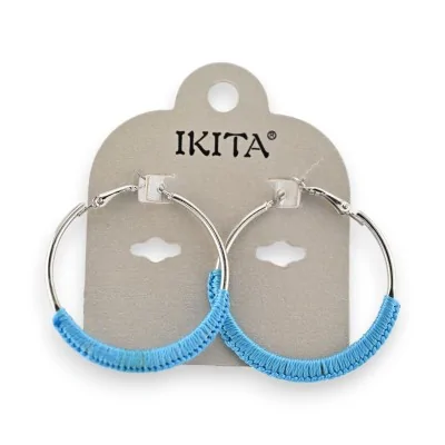 Brincos argola Ikita azul turquesa