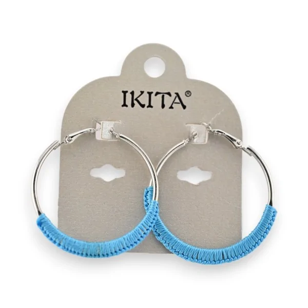 Brincos argola Ikita azul turquesa