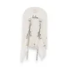 Bohm Bijoux feather drop earrings with white natural feather and engraved silver bars on opal stud