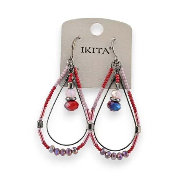Pendientes Largos con Perlas Ikita Rojas y Violetas