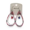 Pendientes Ikita bastidor gunmetal lágrima con abalorios Miyuki rojos violeta rosa y drops facetados