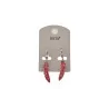 Red metal feather earrings by Ikita