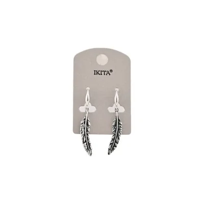 Silver-plated aged feather earrings by Ikita