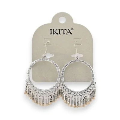 Pendientes bohemio chic plateados Ikita