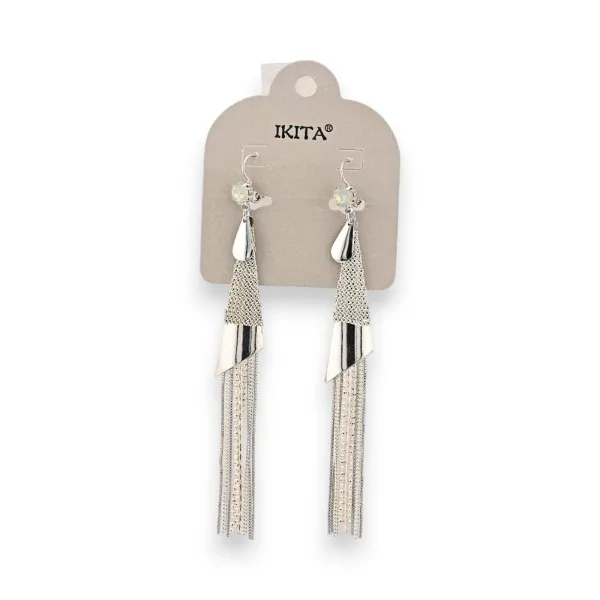 Elegantes pendientes colgantes plateados de Ikita
