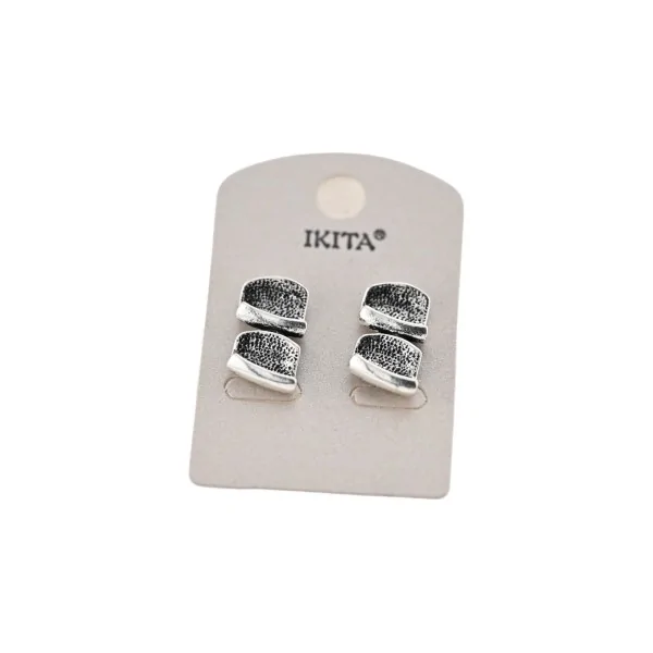 Boucles d'oreilles IKITA métal argenté vieilli