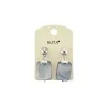 Ikita rectangular earrings in antique silver finish with pearlescent stone effect