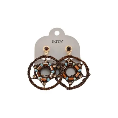 Round brown Ikita earrings with beads