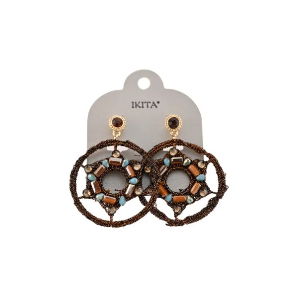 Round brown Ikita earrings with beads