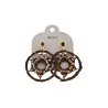 Boucles d'oreilles rondes Ikita marron et turquoise | Mode Tendance