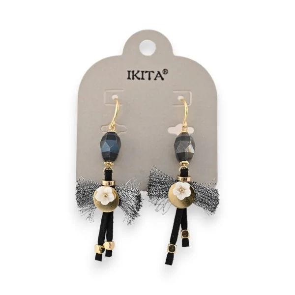 Golden Ikita Nud earrings with silver tassels