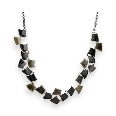 Collier géométrique noir et...