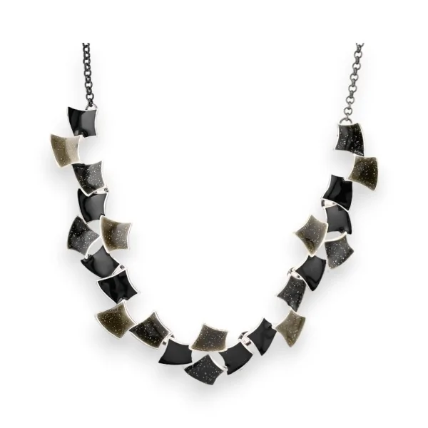 Black and grey geometric necklace by IKITA