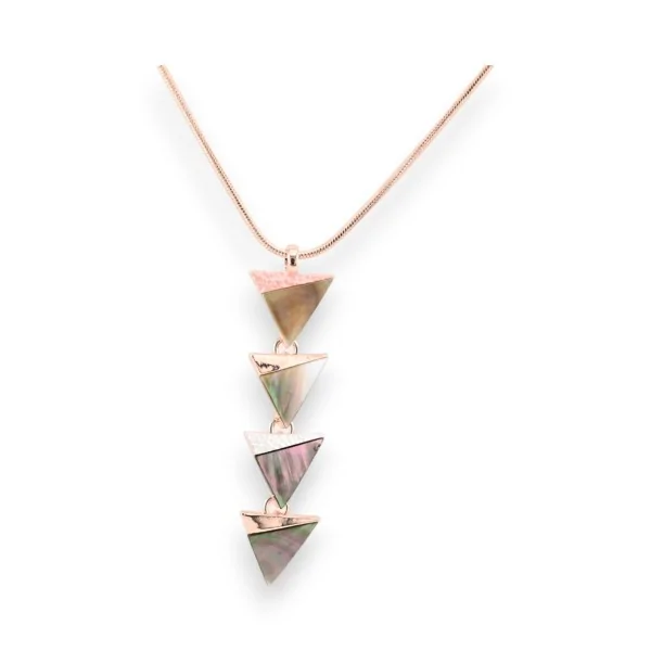 Collana geometrica ramata rosata di Ikita con rombi in madreperla