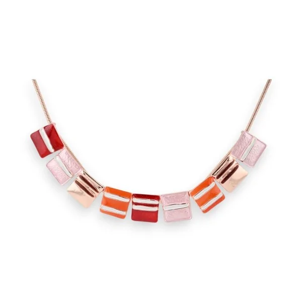 Copper-rose square fancy necklace by IKITA