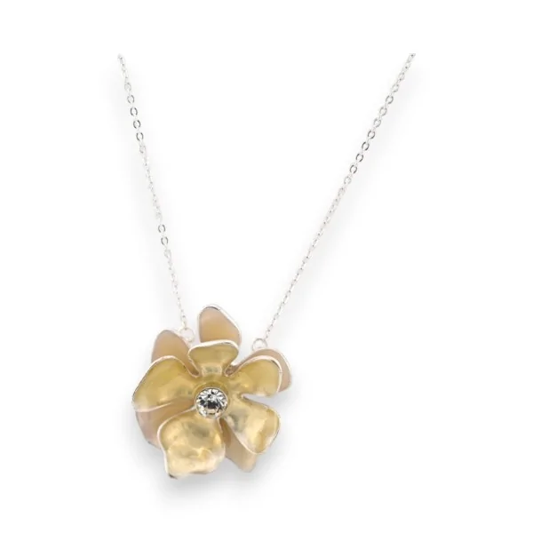 Silver Necklace Ecru Flower by Ikta