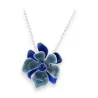 Collier Fleur Bleue Ikita | Pendentif Floral Argenté avec Strass | Mode Tendance
