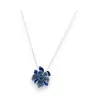 Collar Flor Azul Ikita | Colgante Floral Plateado con Brillantes | Moda Tendencia
