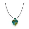 Collier fantaisie géométrique Ikita vert et turquoise | Mode Tendance