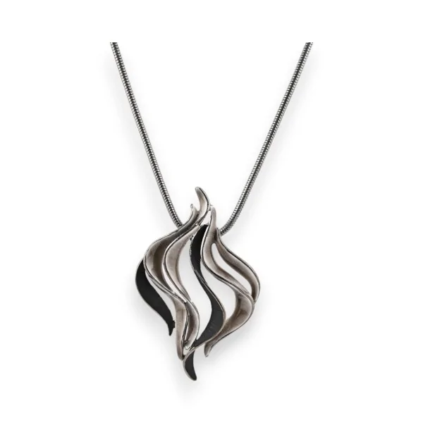 Collana fantasia Ikita con medaglione dal design grigio e nero