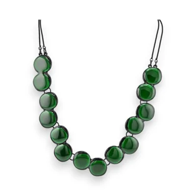 Colar Fantasia Ikita Círculos Verde Garrafa