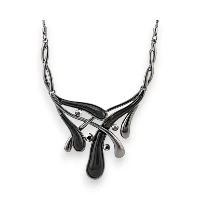 Modisches Medaillon-Collier in Schwarz von Belle Miss