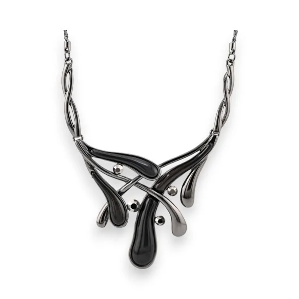 Modisches Medaillon-Collier in Schwarz von Belle Miss