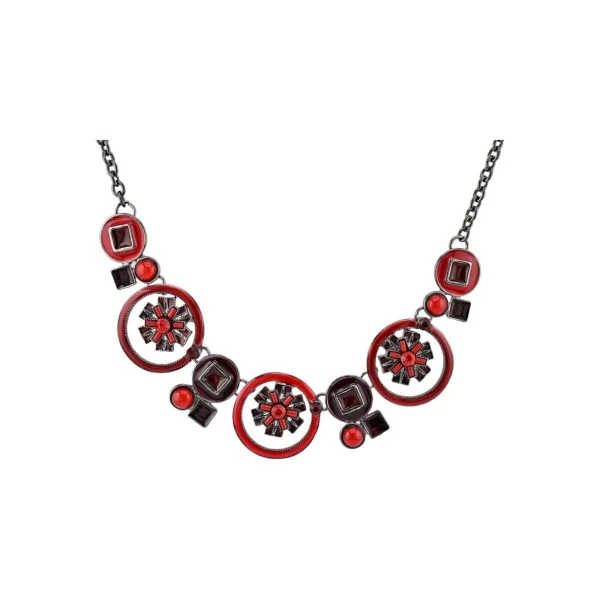 Ikita costume necklace with red medallions