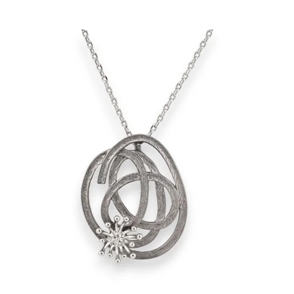 Silver-Plated Fashion Necklace with Grey Medallion Design by Ikita