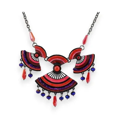 Bohemian chic fashion necklace by Ikita in red