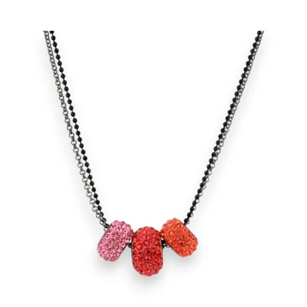 Ikita Schwarze Modeschmuck-Halskette mit bunten Strassperlen