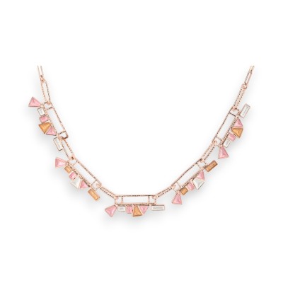 Ikita rose gold geometric necklace with pastel pink peach and white enamel triangles and bars
