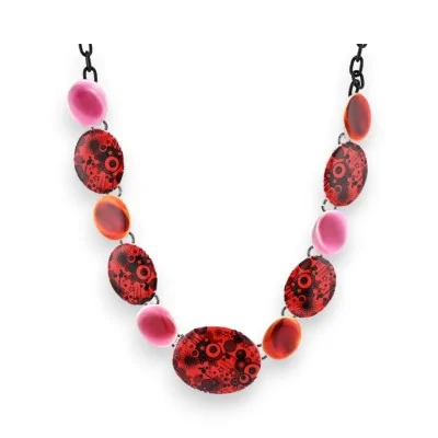 Colar Pastilhas Vermelho e Rosa da Ikita