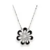 Collier Fleur Argenté Ikita - Pendentif Noir Réglable | Mode Tendance