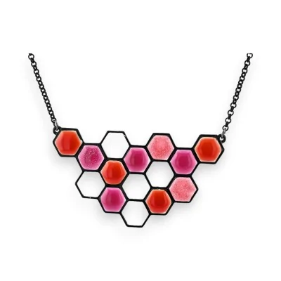 Collar de fantasía Alvéolos rosa naranja de Ikita