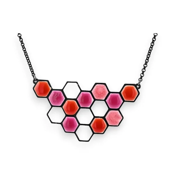 Collar de fantasía Alvéolos rosa naranja de Ikita