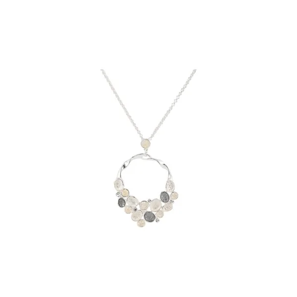 Durchbrochenes silberfarbenes Medaillon-Collier von Ikita