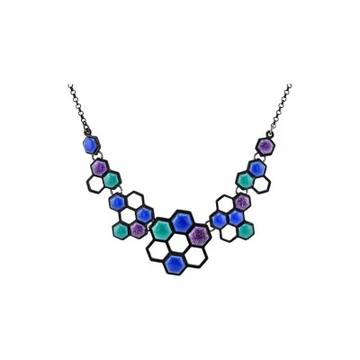 Colar Alvéolos Coloridos azul verde roxo da Ikita