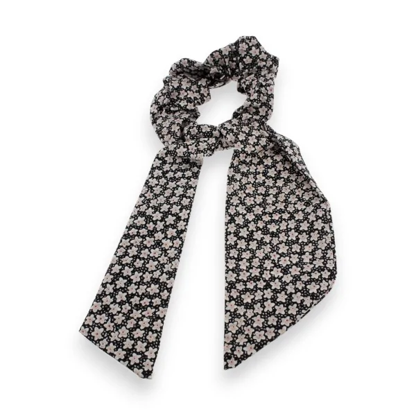 Elástico de cabelo floral Liberty preto com fita