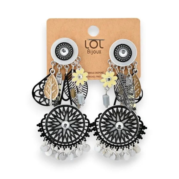 LOLILOTA Mandala black clip-on earrings