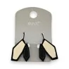 Boucles d'Oreilles Géométriques Ikita | Design Modern Noir & Écru | Mode Tendance
