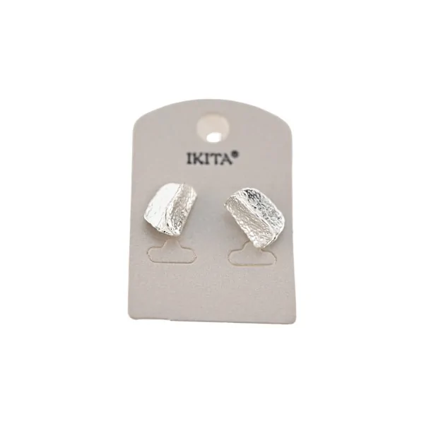 Designer earrings by Ikita in brushed silver
