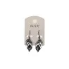 Boucles d'oreilles plume Ikita en métal noir et blanc | Mode Tendance