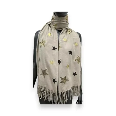 Cachecol bege com Estampado de Estrelas