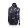Écharpe Bleu Marine Motif Étoiles | Accessoire Mode Élégant Polyester