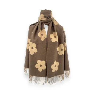 Beige und Braune Blumen-Schal