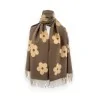Cachecol Floral Bege e Marrom