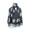Weicher Schal mit schwarz-beigem Blumenmuster
