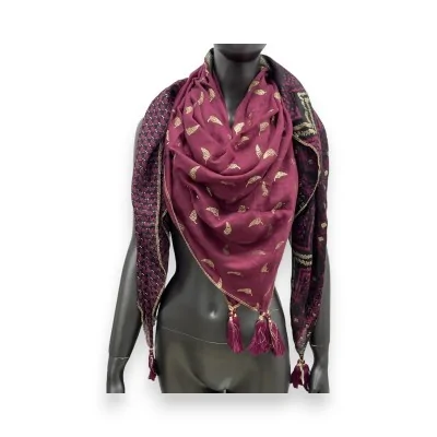 Raspberry patchwork square scarf