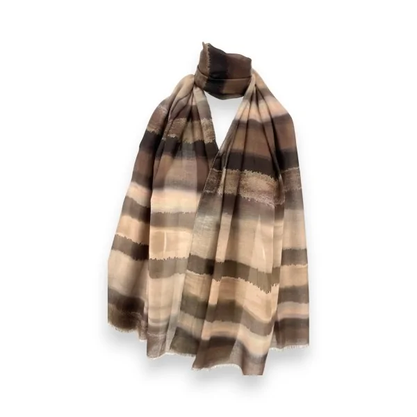 Lenço listrado tie & dye marrom bege
